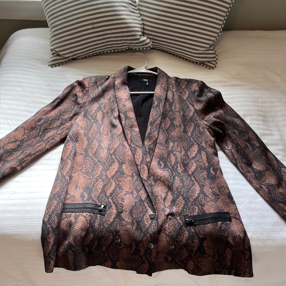 PAIGE KARISSA Brown Black Animal Print Blazer -  XL